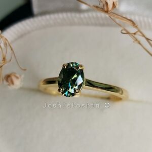 1CTW Green Moissanite Solitaire Ring In Sterling Silver